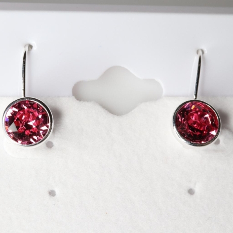 925er Ohrringe schlicht mit Swarovski® Xirius 8mm rose