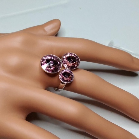 925er Ring mit Swarovski® Xirius Chatons 8, 10 und 12mm lt rose