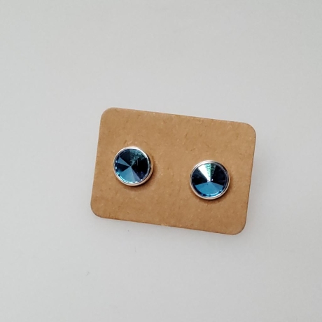 925er Ohrstecker gefasst Swarovski® Rivoli 8mm sapphire shimmer