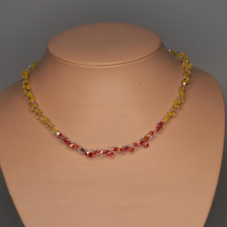 925er Strickkette mit Swarovski® Xilions 3mm gelb und 4mm orange