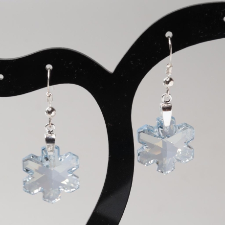 925er Ohrringe mit Swarovski® Schneeflocken 20mm blue shade