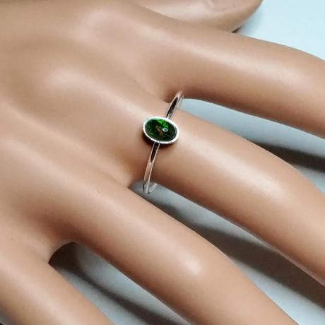 925er Ring größenverstellbar mit ovalem schwarzem Opal