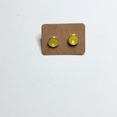 925er Ohrstecker gefasst mit Swarovski® Rivoli 8mm yellow opal