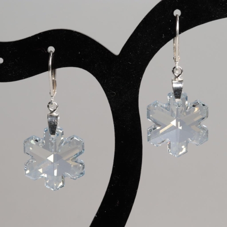 925er Ohrringe mit Swarovski® Snowflake 20mm crystal blue shade