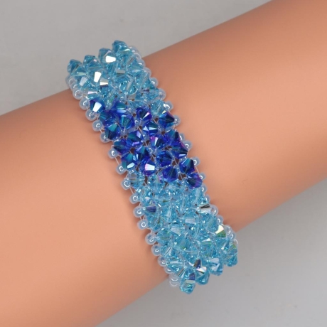 925er Armband mit 175 Swarovski® Xilions 4mm zweifarbig blau