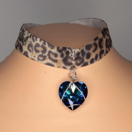 925er Paillettenhalsband mit Swarovski® Herz 28mm heliotrope