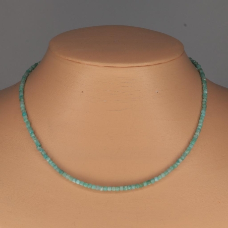 925er Collier mit feinen Amazonit Würfeln 2mm facettiert