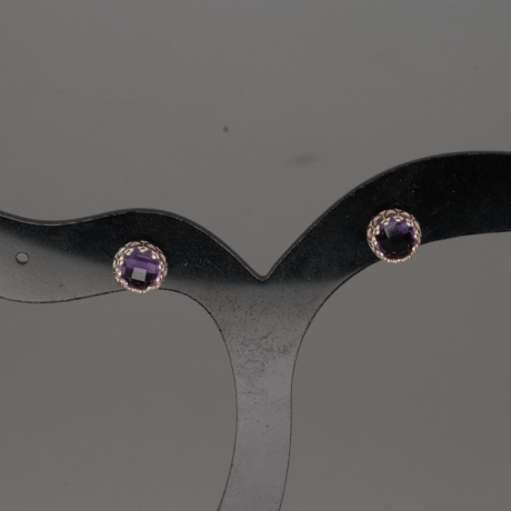 925er Ohrstecker Krönchen mit facettiertem Amethyst