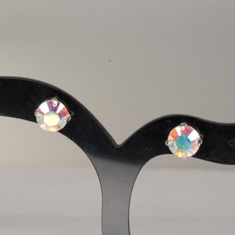925er Ohrstecker mit Swarovski® Chaton 8mm crystal AB unfoiled