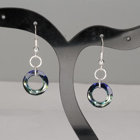 925er Ohrringe mit Swarovski® Cosmic Ring crystal bermuda blue