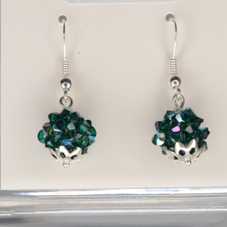 925er Ohrringe Kugel aus je 30 Swarovski® Xilions 3mm emerald AB