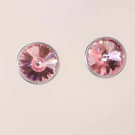 925er Ohrstecker mit Swarovski® Rivoli 8mm light rose