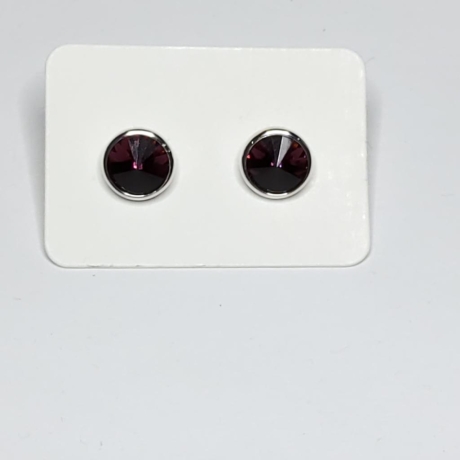 925er Ohrstecker mit Swarovski® Rivoli 8mm amethyst