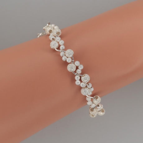 Edles 925er Armband gedrahtet aus diamantierten Perlen