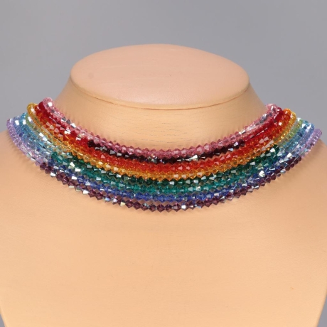 Rainbow Collier mit 908 Swarovski® Xilions in Regenbogen Farben