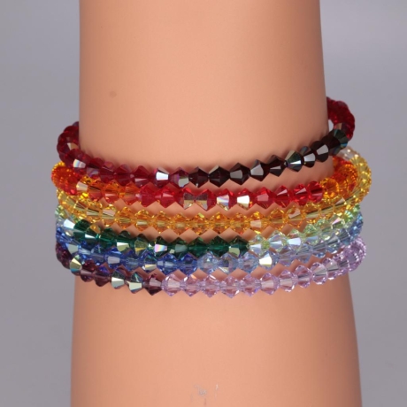 Buntes Armband aus Swarovski® Xilions in Regenbogen Farben, 6-rei