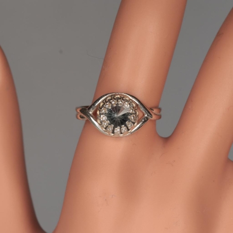 925er Ring mit Swarovski® Rivoli 8mm crystal comet argent light