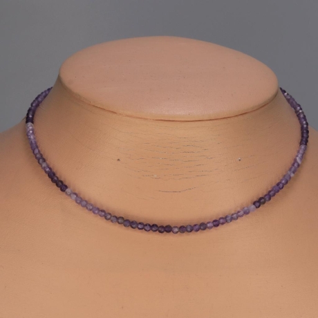 925er Kette mit facettierten Amethyst Perlen (Größe 3,2mm)