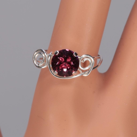 925er Ring mit Swarovski® Xirius rose, 8mm, gedrahtet