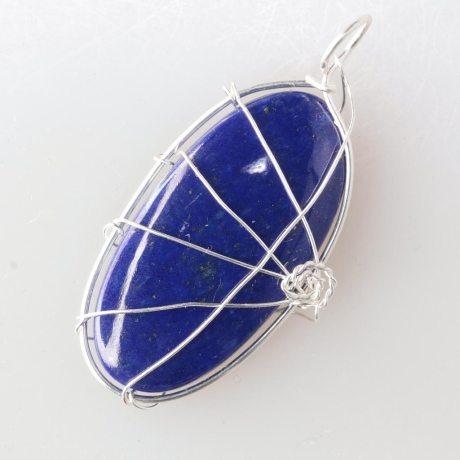 Silberanhänger Lapislazuli (oval), gedrahtet in 935er Silber