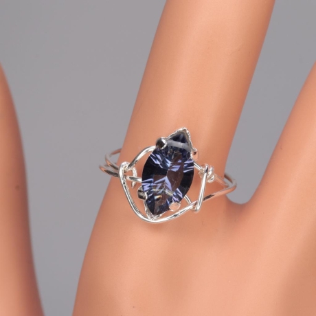 925er Ring gedrahtet mit mystic Topas Navette