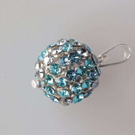 925er Anhänger mit Swarovski® Shamballa blue multicolor 17mm