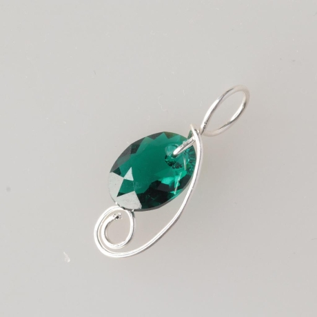 925er Anhänger mit Swarovski® Classic Cut 14mm emerald 11,5mm