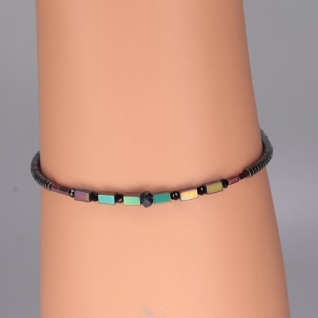 925 Armband aus Edelstein-Mix (Hämatit und Spinell)