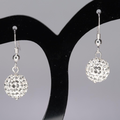 925er Ohrringe mit Swarovski® Pave Ball crystal 10mm
