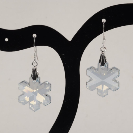 925er Ohrringe mit Swarovski® Schneeflocke 20mm crystal blue shad