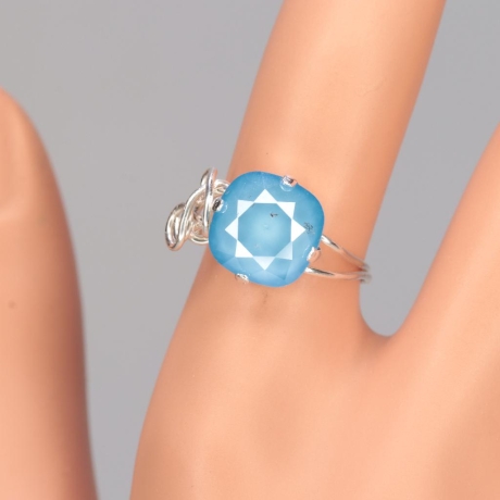 925er Ring mit Swarovski® Carree 10mm shiny lacquer crystal summe
