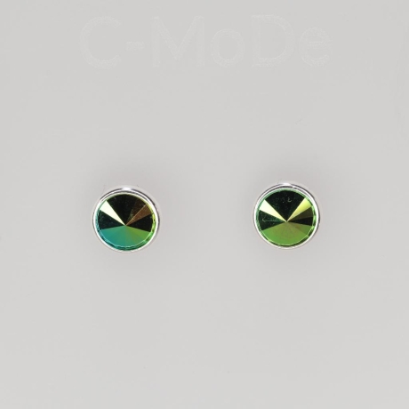 925er Ohrstecker mit Swarovski® Rivoli 8mm, cr. scarabaeus green