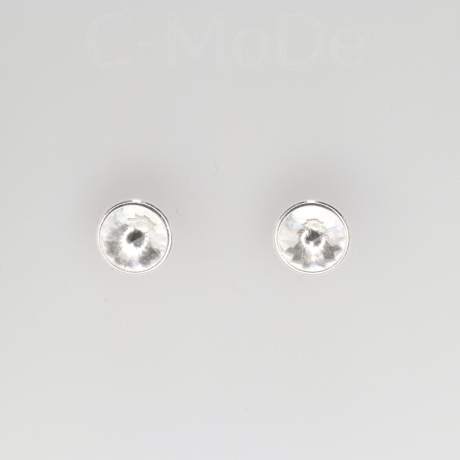 925er Ohrstecker mit Swarovski® Rivoli 8mm, crystal unfoiled gef.