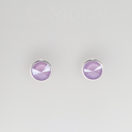 925er Ohrstecker mit Swarovski® Rivoli 8mm, crystal lilac gefasst