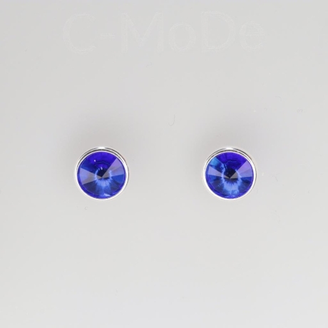 925er Ohrstecker mit Swarovski® Rivoli 8mm majestic blue unfoiled