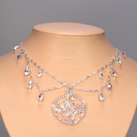 925er Collier orientalisch mit Ornament und Swarovski® Tropfen cr