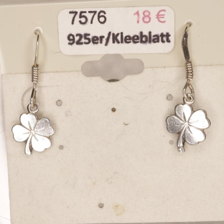 Handmade 925er Ohrringe Kleeblatt Glücksbringer