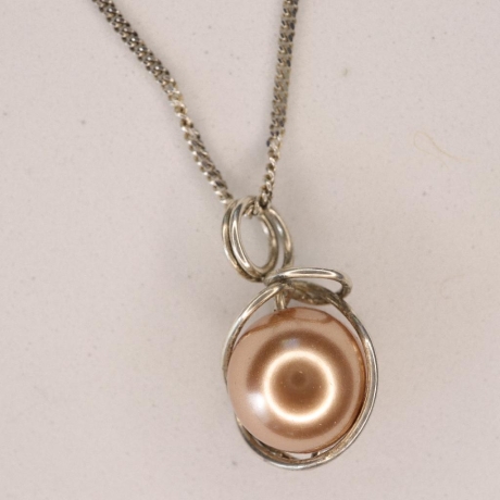 925er Kette mit Swarovski® Crystal Pearl 10 mm rose gold