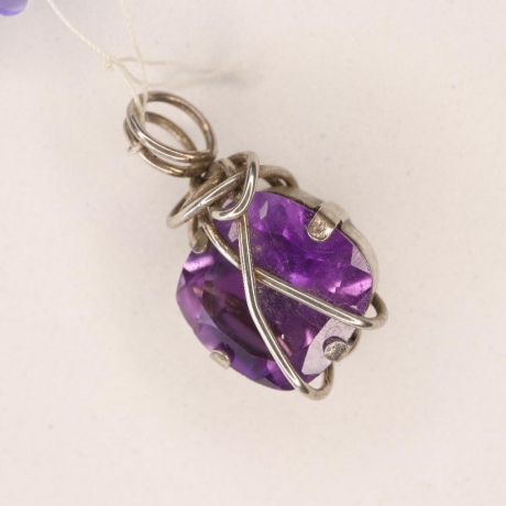 Handmade 925er Anhänger mit Amethyst top geschlifffen