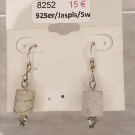 925er Ohrringe mit Picasso Jaspis Walzen und Swarovski® Xilions