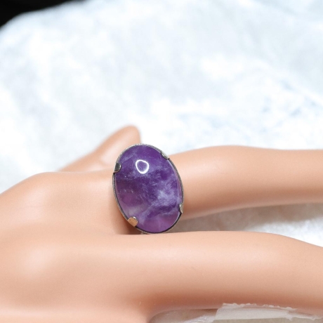 925er Ring mit Amethyst Cabochon