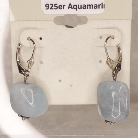 925er Ohrringe geschlossen mit Aquamarin handmade