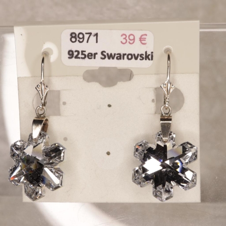 925er Ohrringe geschlossen mit Swarovski® Schneeflocke handmade