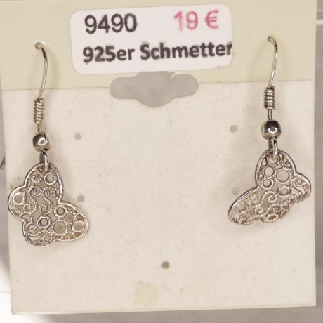 925er Ohrringe mit filigranen gebogenen Schmetterlingen