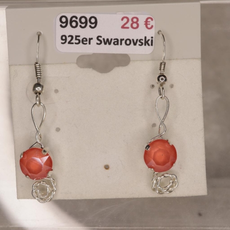 925er Ohrringe mit Swarovski® Xirius 8mm crystal light coral