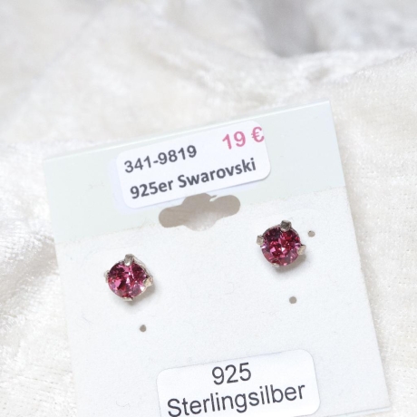 925er Ohrstecker mit Swarovski® Chatons rose