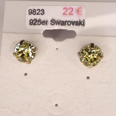 925er Ohrstecker mit Swarovski® Chatons crystal jonquil