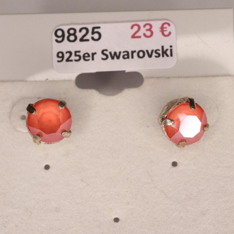 925er Ohrstecker mit Swarovski® Chatons crystal light coral
