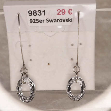 925er Ohrhänger mit Swarovski® Cosmic Ring oval CAL