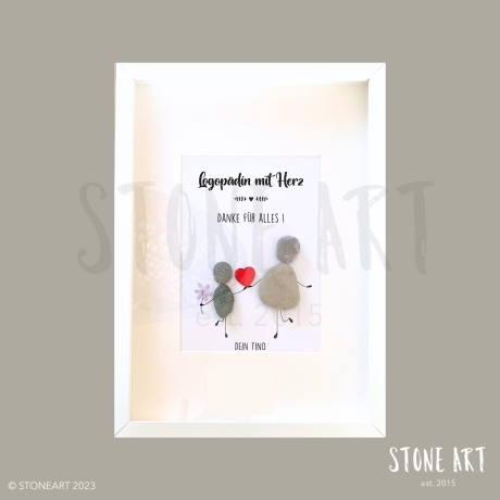 Steinbild Logopaedin mit Herz - Geschenk fuer Logopaedinnen